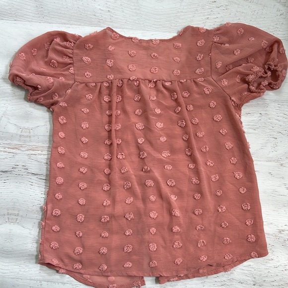 E & M Pink Sheer Polka Dot Top SMALL - Picture 6 of 6